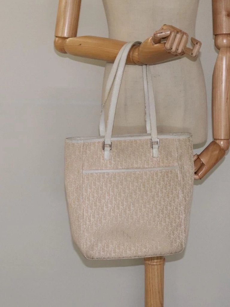 Christian Dior Trotter Canvas Tote Bag Pink Silver